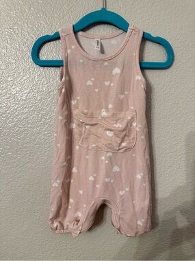 Toddler Sleeveless Pink Heart Pocket One-Piece Romper